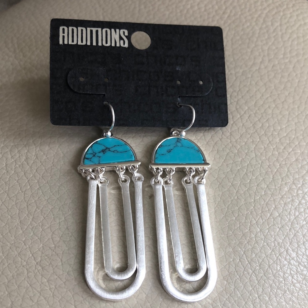 Chico’s silver & turquoise color earrings. Very nice.